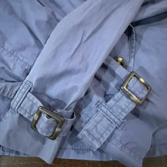 Caslon Cropped Trench Jacket Blue Cotton Utility Coat M - Picture 7 of 9
